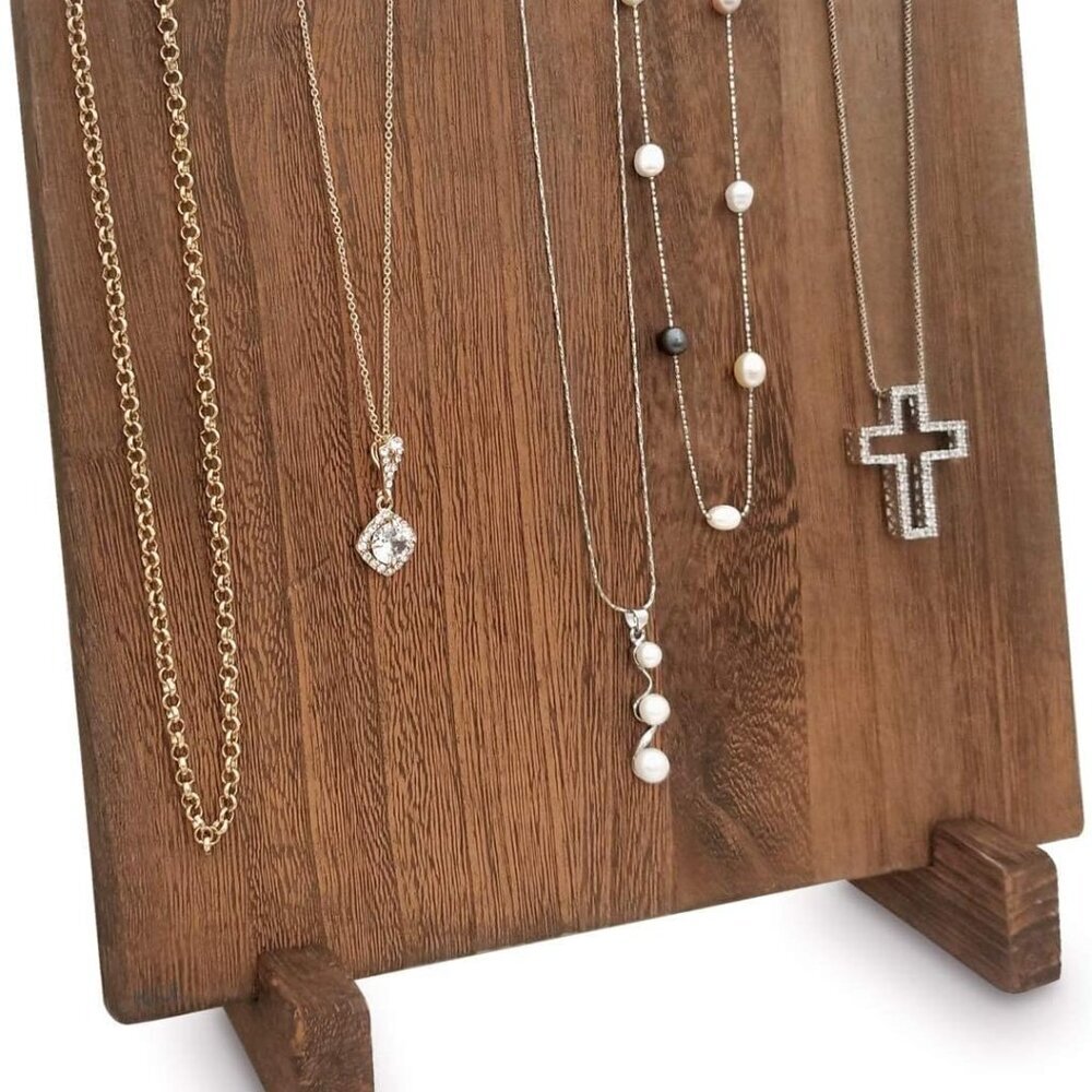 Portable Wooden Plank Necklace Jewelry Stand for 8 Necklaces, Necklace Stand, Wo